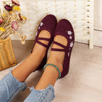Damen Ballerinas mit floraler Stickerei und atmungsaktivem Netzdesign R&B