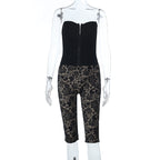 Damen Corsagen-Overall mit floralen Spitzendetails R&B