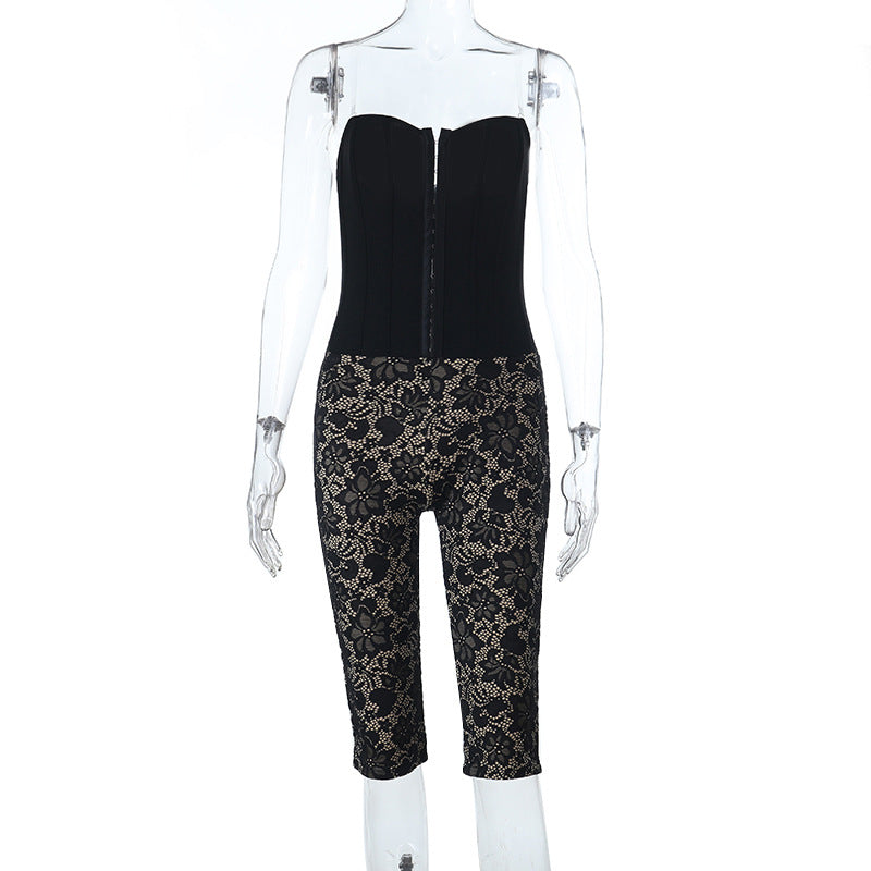 Damen Corsagen-Overall mit floralen Spitzendetails R&B
