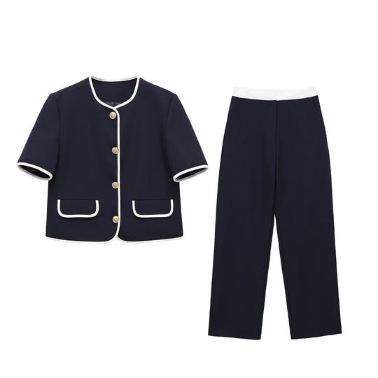 Damen Weit geschnittene Dress-Pants mit elastischem Bund und seitlichen Eingrifftaschen R&B