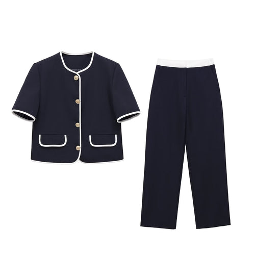 Damen Weit geschnittene Dress-Pants mit elastischem Bund und seitlichen Eingrifftaschen R&B
