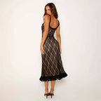 Damen Spitzen-Nachtkleid mit Rüschen und dekorativen Trägern R&B