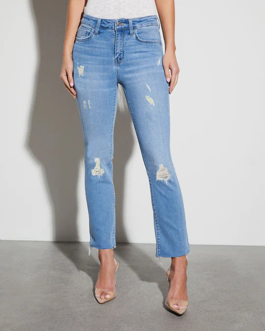 Damen Ripped Jeans mit elegantem Schnitt und modischen Details R&B