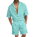 Herren Freizeit-Set mit lässigem Kurzarmhemd und elastischen Shorts R&B
