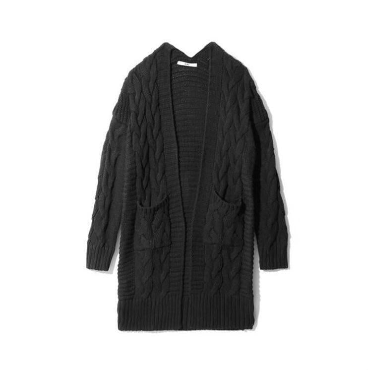 Damen Strickjacke mit grobem Zopfmuster und Taschen R&B