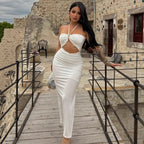 Damen figurbetontes Abendkleid mit schulterfreiem Design und eleganter Drapierung R&B