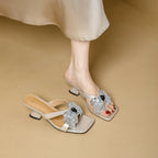 Damen elegante Sling-Sandalen mit funkelndem Schmuckdesign