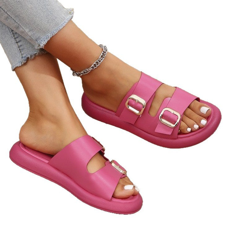 Damen Komfortable Slides mit verstellbaren Schnallen R&B