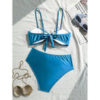 Damen Bandeau-Bikini mit elegantem Muschel-Detail und hohem Beinausschnitt R&B
