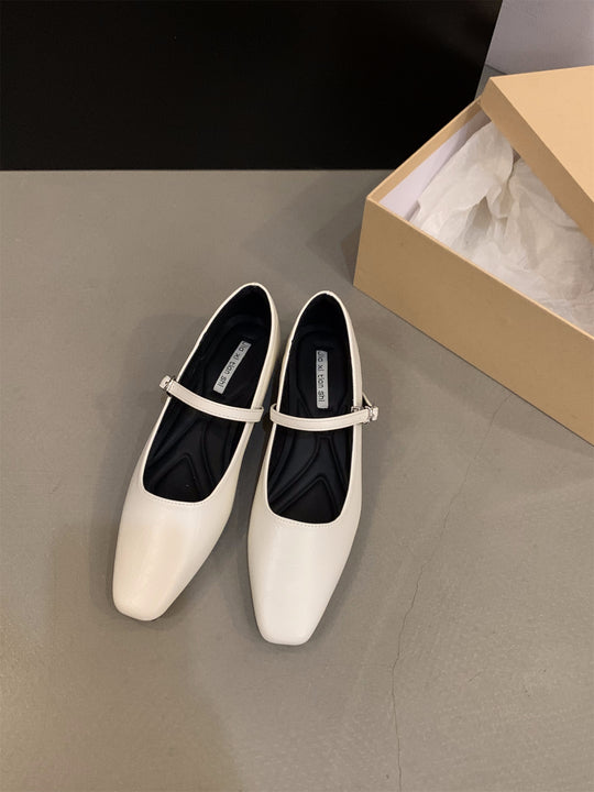 Damen elegante Ballerinas mit glänzender Metalloberfläche und komfortabler Ferse R&B