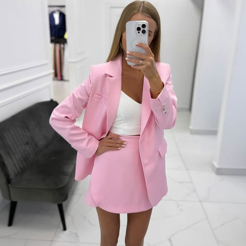 Damen elegantes Blazer-Rock-Kombinationsset R&B
