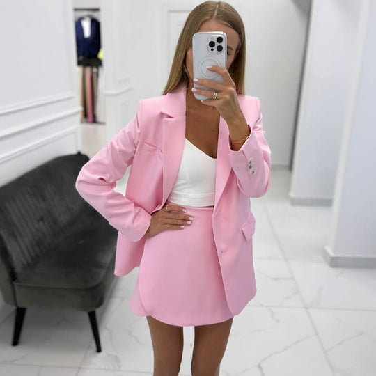Damen elegantes Blazer-Rock-Kombinationsset R&B