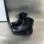 Damen Modische Leder-Stiefeletten mit robustem Plateau und feinem Zipper R&B