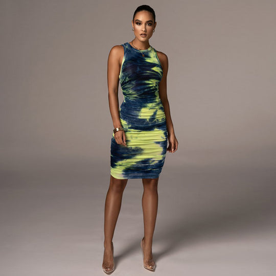Damen Figurbetontes Wickelkleid mit Hochglanzeffekt und Farbverlauf R&B