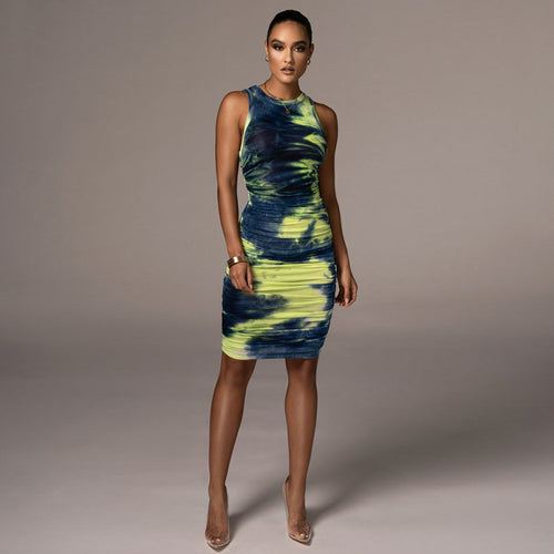 Damen Figurbetontes Wickelkleid mit Hochglanzeffekt und Farbverlauf R&B