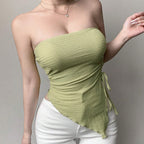 Damen Cropped Top mit raffiniertem Wickeldesign und taillierter Passform R&B