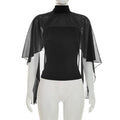 Damen elegantes Top mit transparenten Flügel-Ärmeln R&B