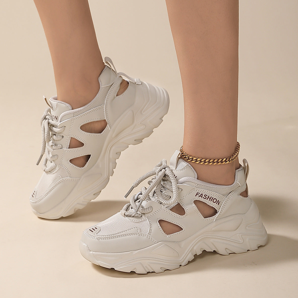 Damen Sportliche Chunky Sneaker mit atmungsaktivem Mesh-Obermaterial und rutschfester Sohle