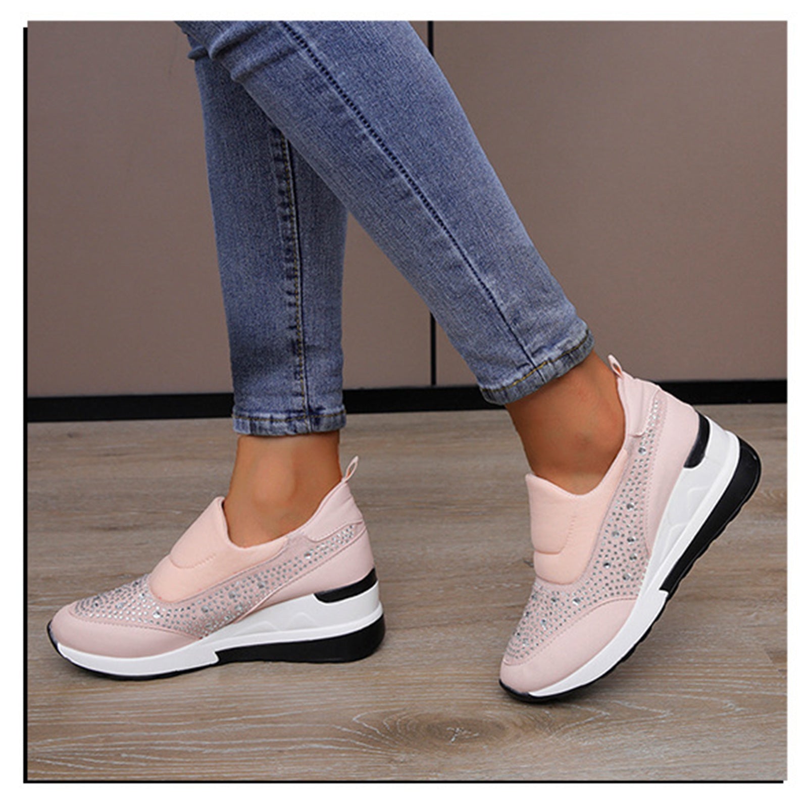 Damen Sportliche Sneakers mit funkelnden Strassdetails R&B