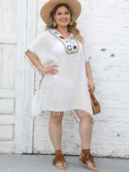 Damen Strandtunika mit fransigen Details R&B