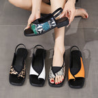 Damen Sling-Sandalen mit modischem Schlangenmuster R&B
