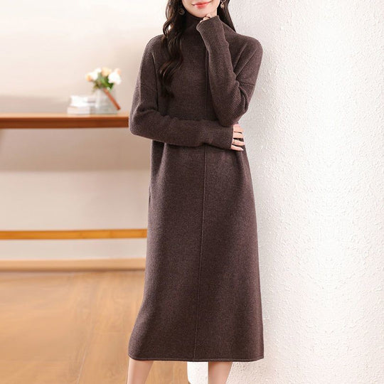 Damen Elegantes Strickkleid mit Rollkragen und Oversized-Schnitt R&B