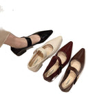 Damen elegante Mary Jane Pumps mit goldener Schnalle R&B