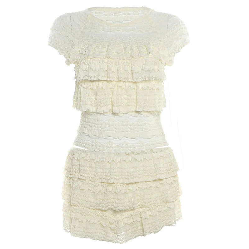 Damen Rüsche Kleider mit schwingendem Rock und elegantem Oberteil R&B