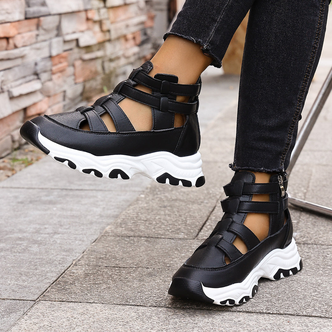 Damen Sportliche Riemensandalen mit Reißverschluss R&B