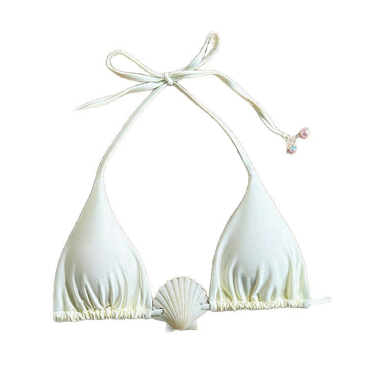 Damen Triangel-Bikini mit Muschel-Applikation und verstellbarem Band