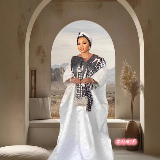 Damen Elegante ethnische Tunika mit erweiterten Ärmeln und einzigartigen Mustern R&B