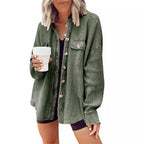 Damen Lässiges Overshirt mit Struktur und Druckknopfverschluss R&B