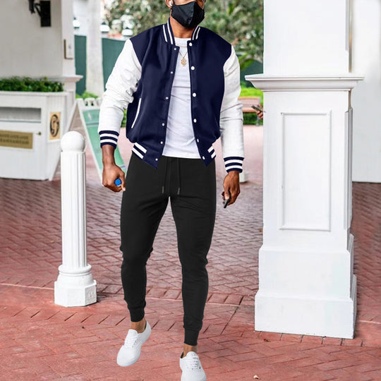 Herren sportliche Collegejacke mit praktischen Taschen und atmungsaktiver Baumwolle R&B
