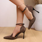 Damen Elegante High-Heel Sandalen mit verstellbarem Knöchelriemen R&B