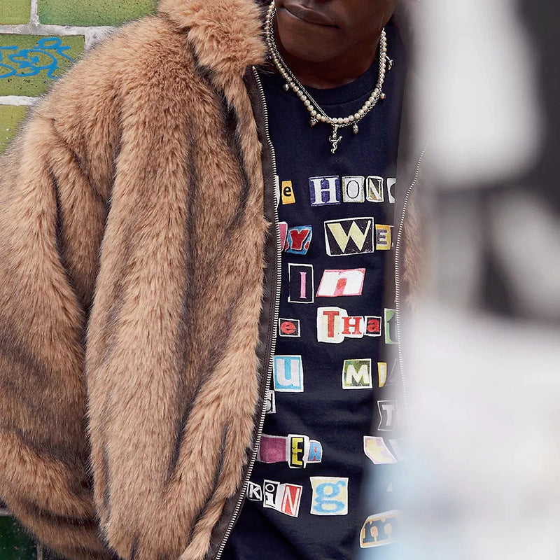 Damen modische Kunstpelzjacke mit praktischer Kapuze