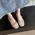 Damen elegante Ballerinas mit modischem Riemen und Schleifenakzent