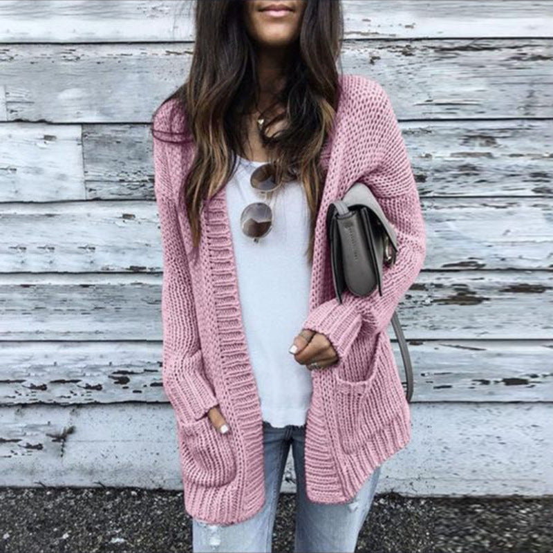 Damen Grobstrick-Cardigan mit lässigem Schnitt und praktischen Taschen R&B