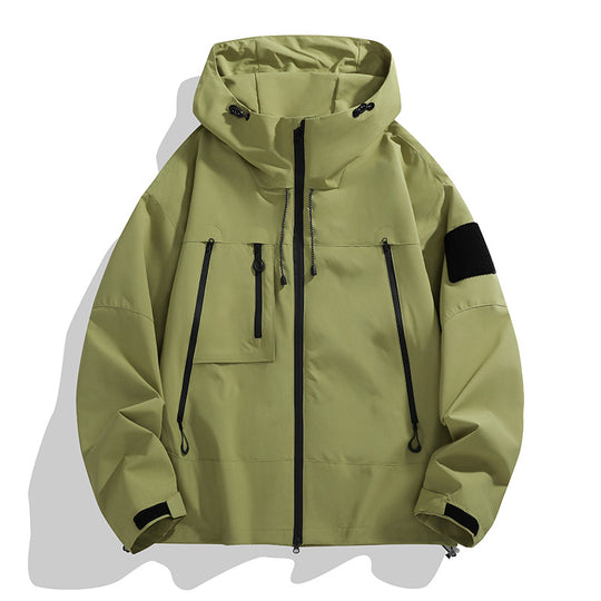 Herren funktionale Outdoor-Jacke mit verstellbarer Kapuze und mehreren Taschen R&B