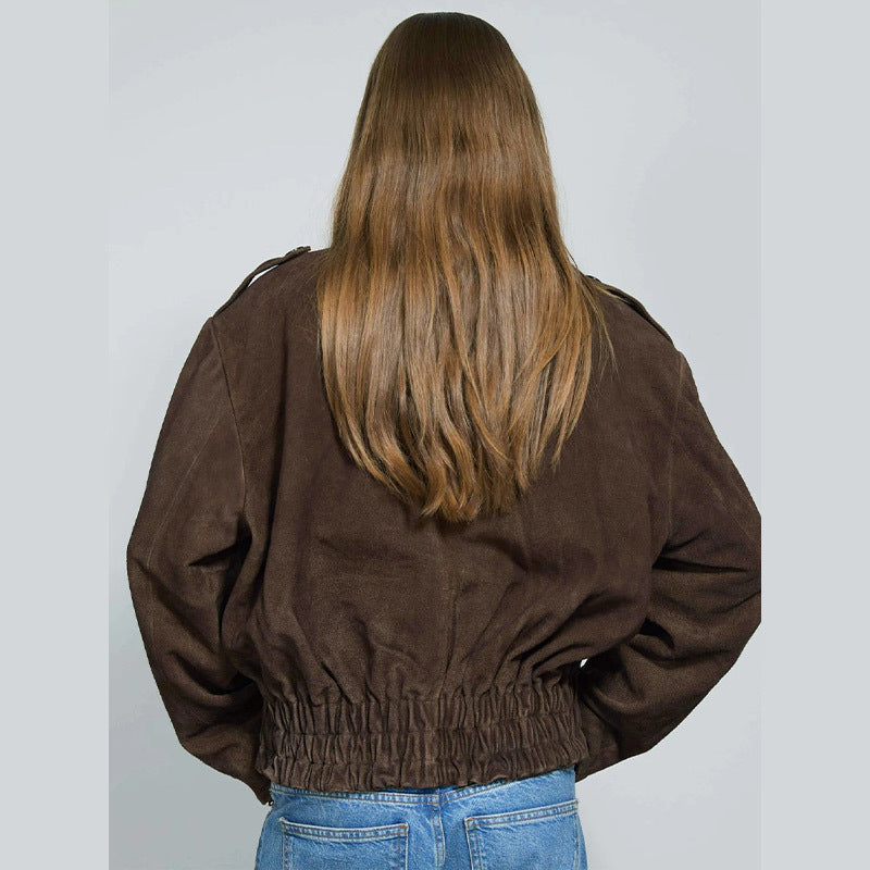 Damen lässige Kurzjacke aus weichem Material mit praktischen Reißverschlüssen R&B