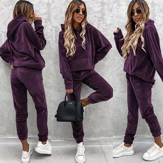 Damen kuscheliges Fleece-Set mit hohem Kragen und elastischen Bündchen R&B