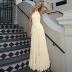 Damen Maxi-Kleid mit feinen Rüschendetails R&B