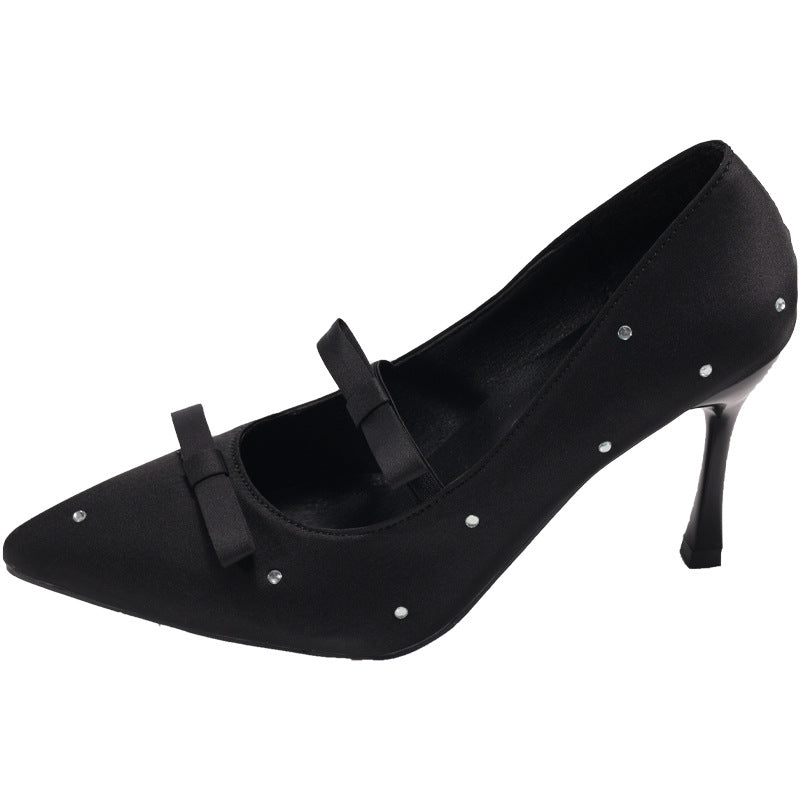 Damen elegante High Heels mit dekorativen Schleifen und Glitzerakzenten R&B