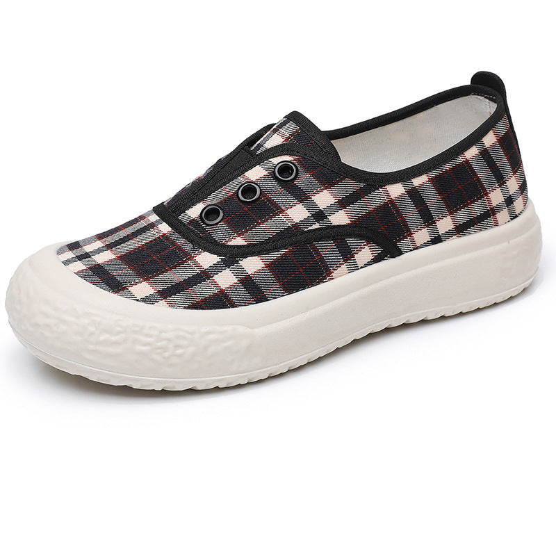 Damen Sportliche Slip-On Sneakers mit klassischem Karomuster R&B