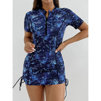 Damen Surfanzug mit stylischem Blumenmuster und kurzem Arm R&B