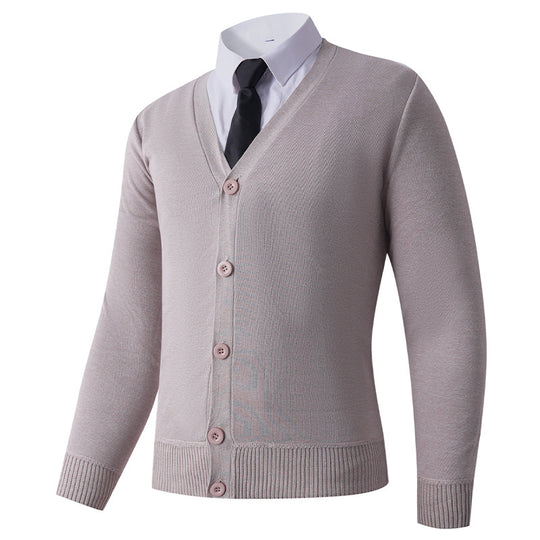 Herren Strickjacke mit V-Ausschnitt und Knopfverschluss R&B