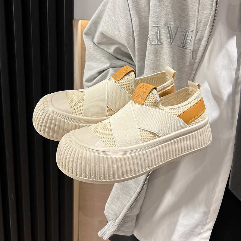 Damen Bequeme Slip-On Sneakers mit elastischem Obermaterial und modischer Gummi-Sohle R&B