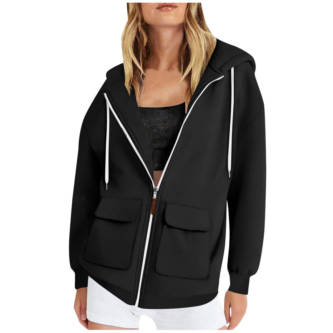 Damen lässige Kapuzenjacke mit großen Taschen R&B