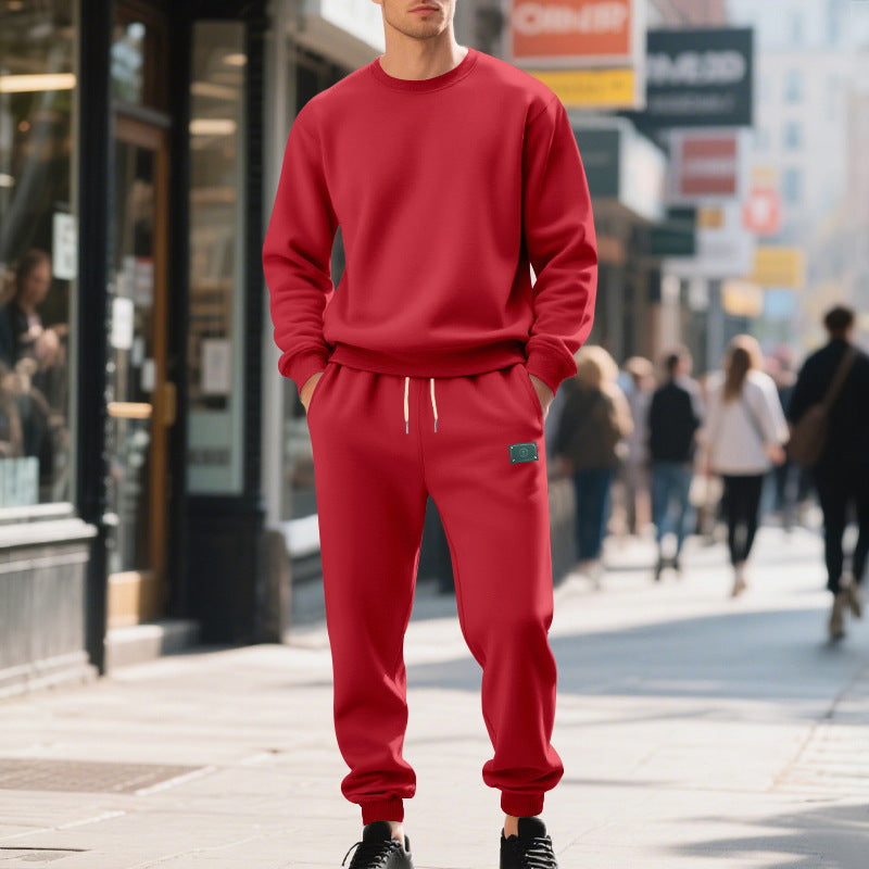 Herren lässiger Freizeitanzug mit weichem Fleece und elastischem Bund R&B
