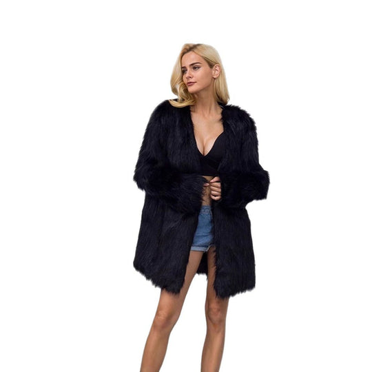 Damen Luxuriöser Kunstpelz-Parka mit offenem Schnitt R&B