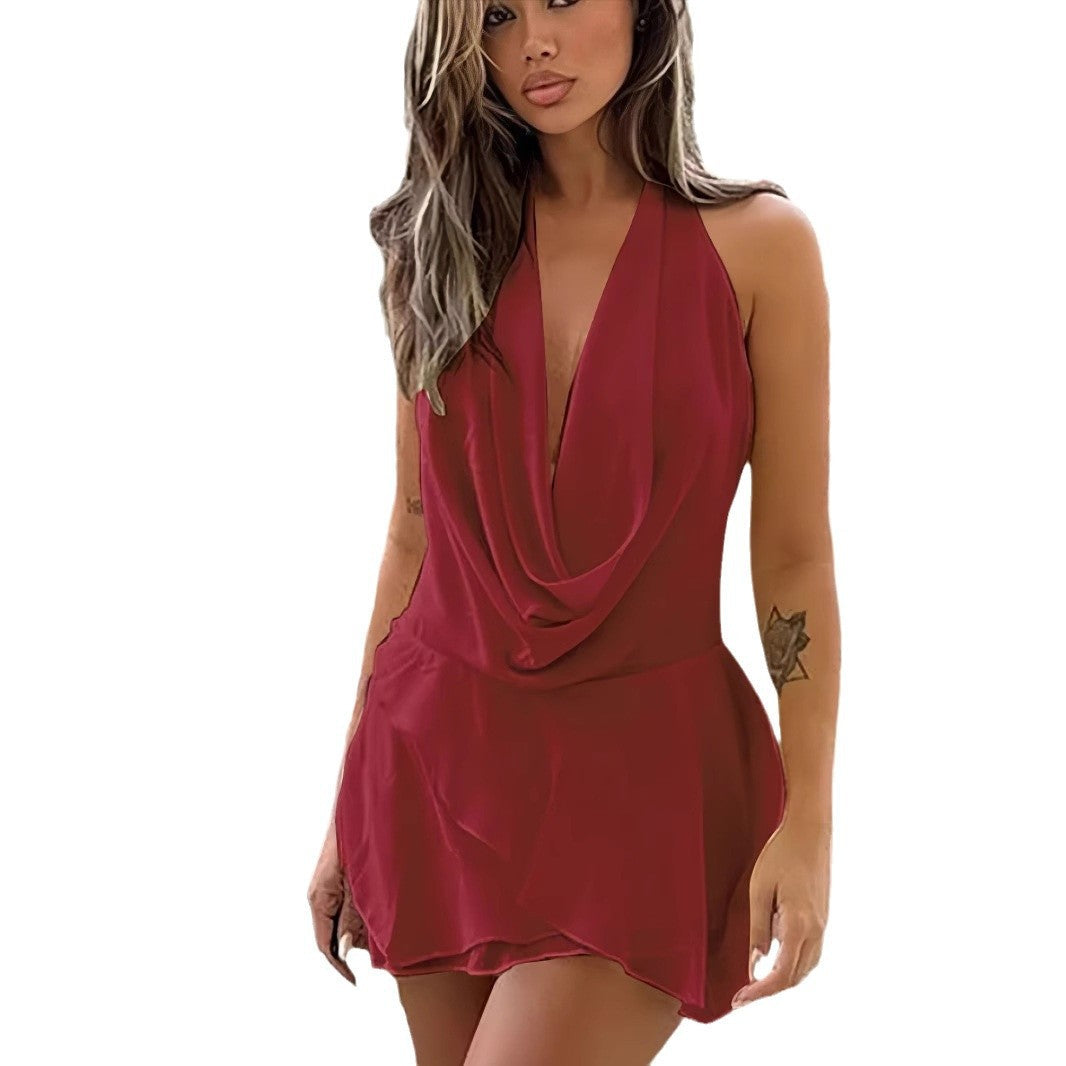 Damen Elegantes und luftiges Etuikleid mit tiefem Ausschnitt EB